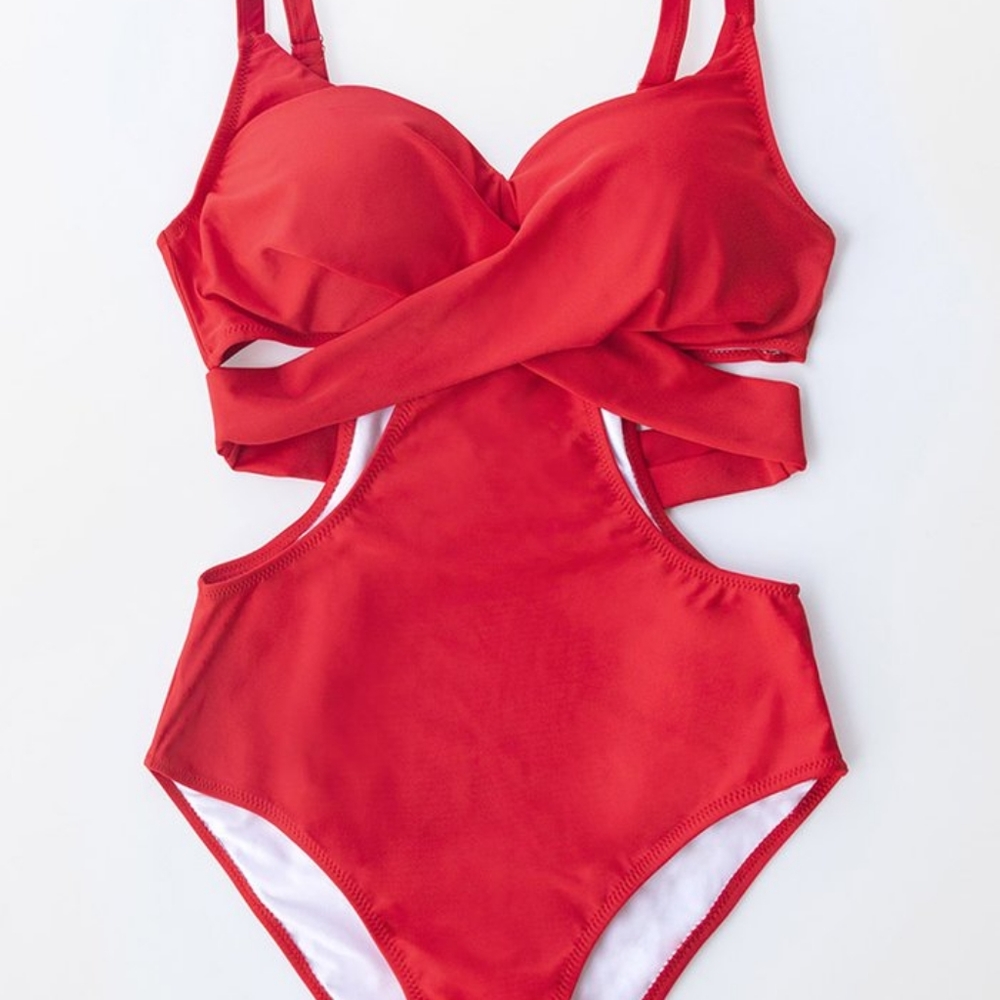 NWT Red Cutout One Piece Swimsuit XS